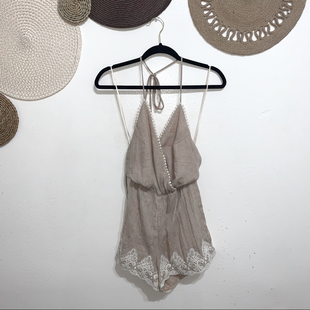 Linen Backless Romper